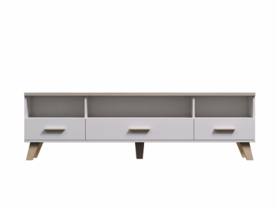 TV-alus Cama MEBLE LOTTA, 180 cm, valge ja sonoma tamm, 3 sahtlit