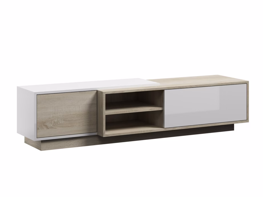 TV-alus Cama MEBLE SIGMA1, 180 cm, sonoma tamm/valge kõrgläige, 2 ust - 2