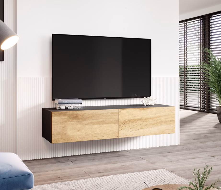 TV-alus Cama MEBLE VIGO 140, 140 × 30 × 40 cm, must/Wotani tamm, 2 ust - 3