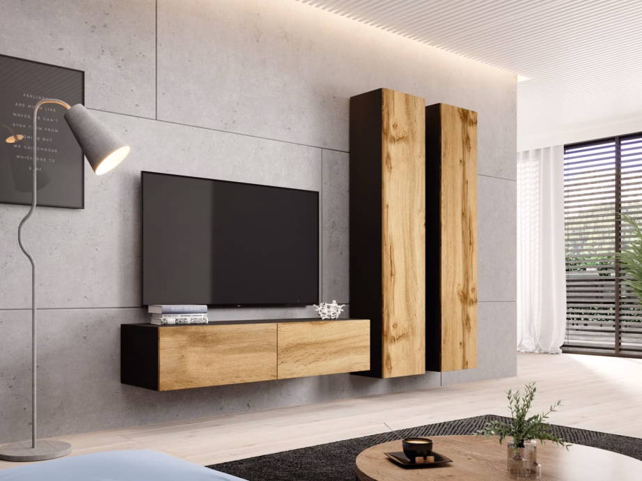 TV-alus Cama MEBLE VIGO 140, 140 × 30 × 40 cm, must/Wotani tamm, 2 ust - 4