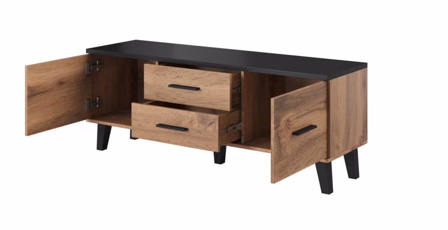 TV-alus Cama MEBLE LOTTA, 140 × 40 × 53 cm, Wotan tamm ja mattmust - 2