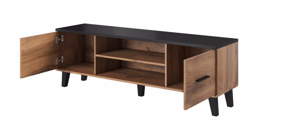 TV-alus Cama MEBLE LOTTA 160 2D2K, Wotani tamm ja matt must - 2