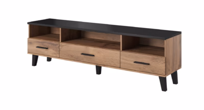 TV-alus Cama MEBLE LOTTA, 180 cm, 3 sahtlit ja 3 riiulit, wotani tamm ja must