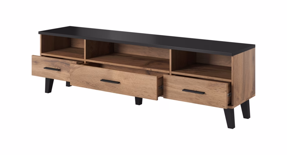 TV-alus Cama MEBLE LOTTA, 180 cm, 3 sahtlit ja 3 riiulit, wotani tamm ja must - 2