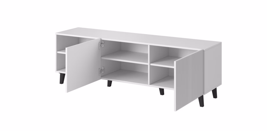 TV-alus Cama MEBLE PAFOS, 150 × 42 × 52 cm, valge matt, 2 ust ja 3 riiulit - 2