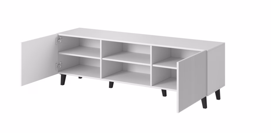 TV-alus Cama MEBLE PAFOS, 150 × 42 × 52 cm, valge matt, 2 ust ja 3 riiulit - 8