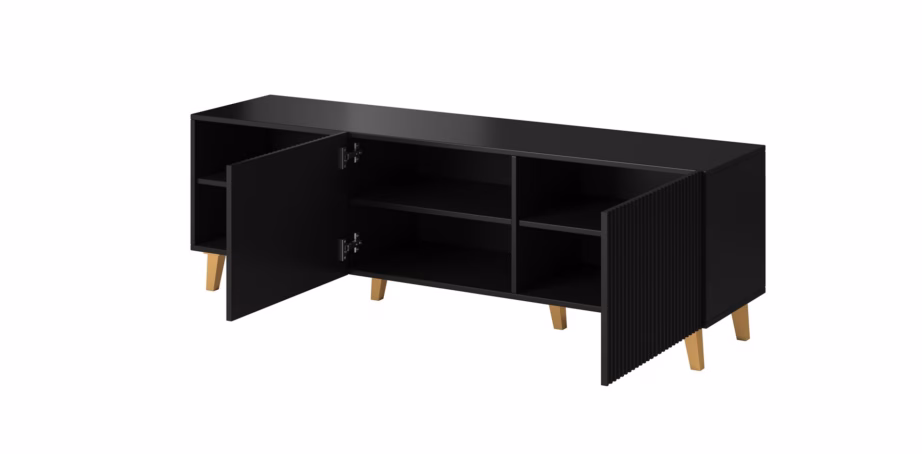 TV-alus Cama MEBLE PAFOS, 150 × 42 × 52 cm, must matt, 2 ust ja 3 riiulit - 2