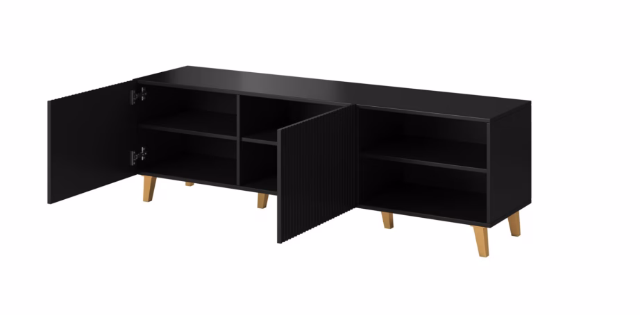 TV-alus Cama MEBLE PAFOS, 150 × 42 × 52 cm, must matt, 2 ust ja 3 riiulit - 3