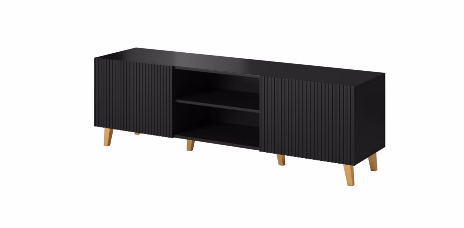 TV-alus Cama MEBLE PAFOS, 150 × 42 × 52 cm, must matt, 2 ust ja 3 riiulit - 4
