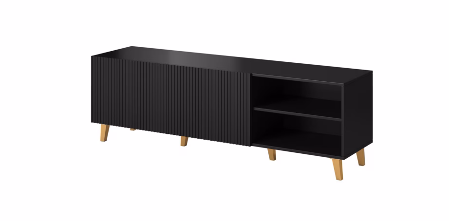 TV-alus Cama MEBLE PAFOS, 150 × 42 × 52 cm, must matt, 2 ust ja 3 riiulit - 5