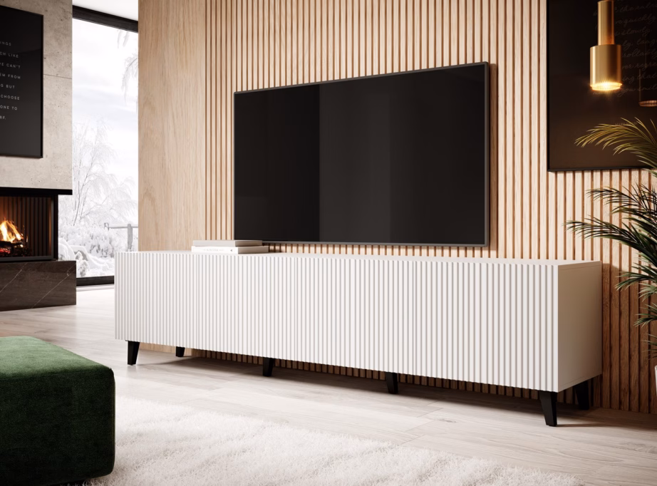TV-alus Cama MEBLE PAFOS, 200 × 40 × 52 cm, valge matt, 4 uksega - 3