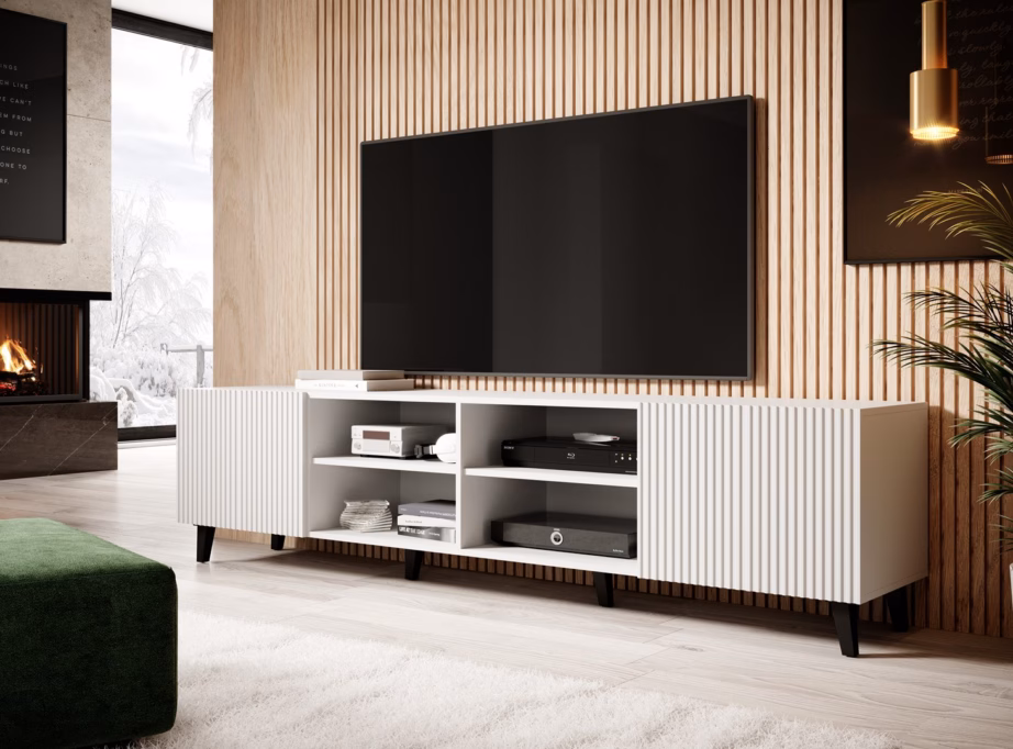 TV-alus Cama MEBLE PAFOS, 200 × 40 × 52 cm, valge matt, 4 uksega - 4