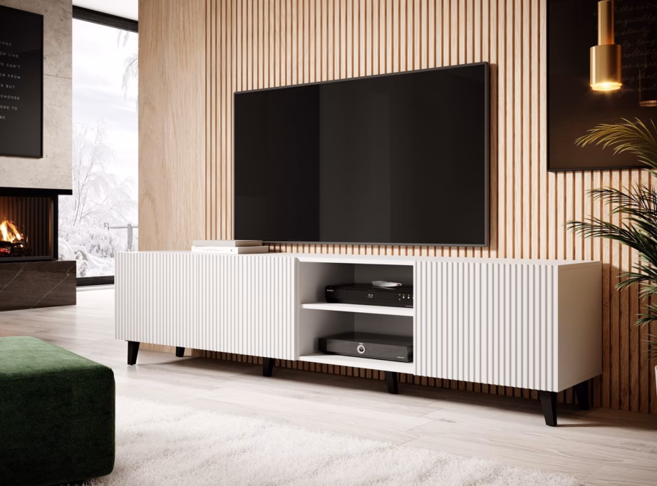 TV-alus Cama MEBLE PAFOS, 200 × 40 × 52 cm, valge matt, 4 uksega - 5