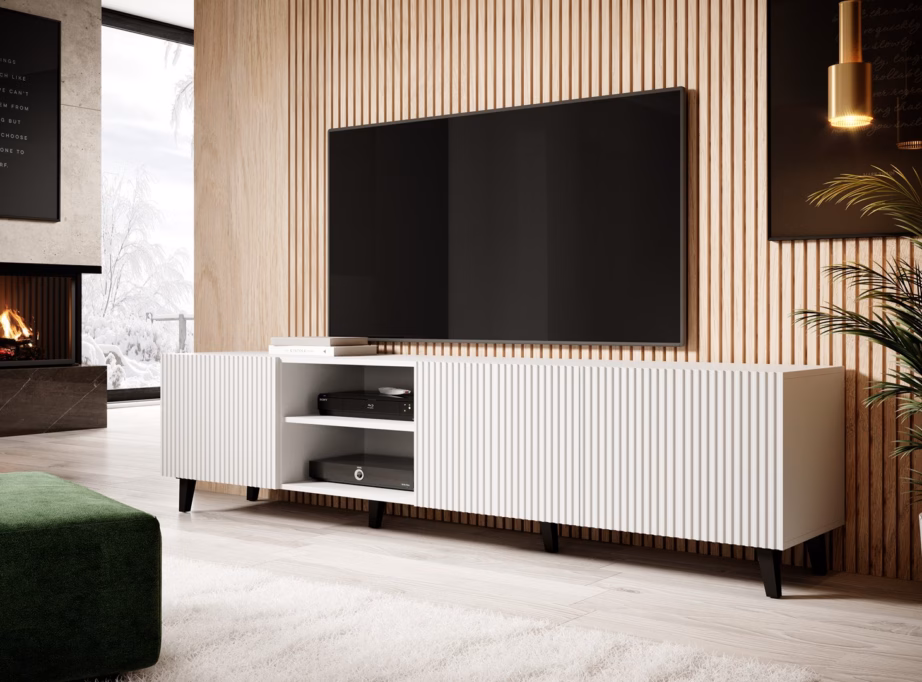 TV-alus Cama MEBLE PAFOS, 200 × 40 × 52 cm, valge matt, 4 uksega - 6