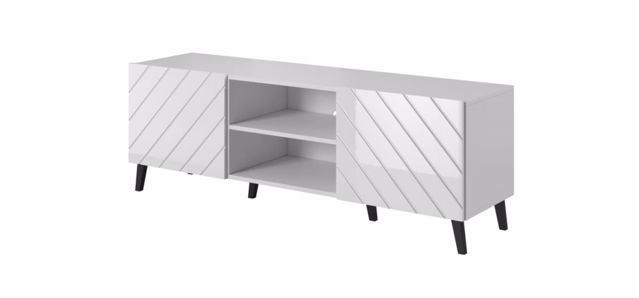 TV-alus Cama MEBLE ABETO, 150 × 42 × 52 cm, valge, MDF, 2 ust - 2