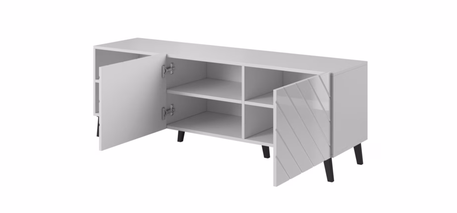 TV-alus Cama MEBLE ABETO, 150 × 42 × 52 cm, valge, MDF, 2 ust - 3