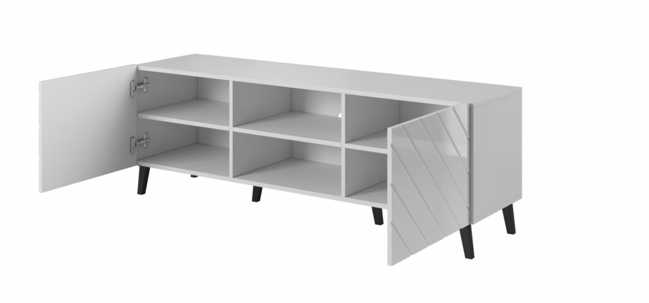 TV-alus Cama MEBLE ABETO, 150 × 42 × 52 cm, valge, MDF, 2 ust - 4