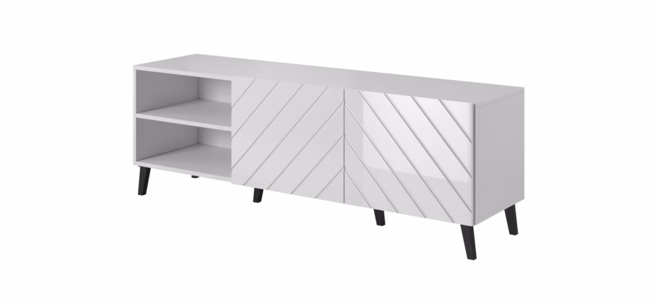 TV-alus Cama MEBLE ABETO, 150 × 42 × 52 cm, valge, MDF, 2 ust - 6