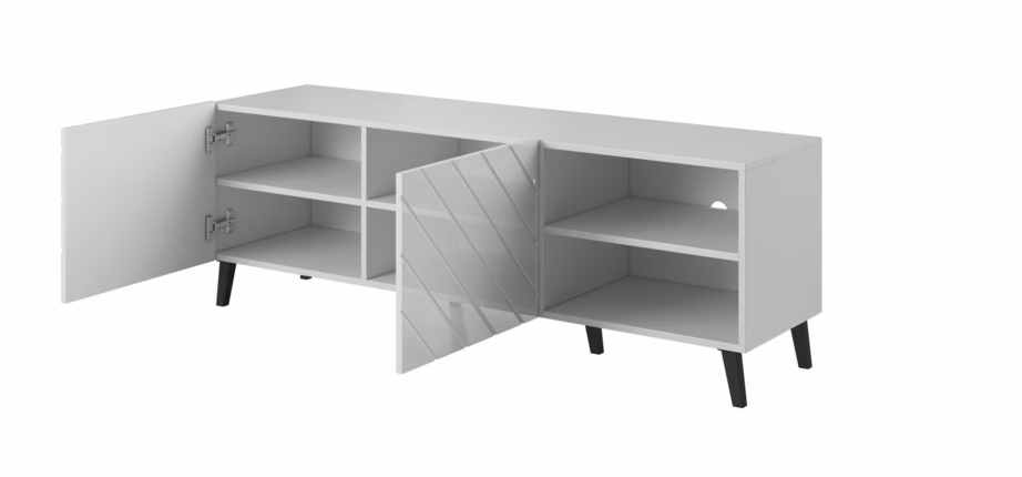 TV-alus Cama MEBLE ABETO, 150 × 42 × 52 cm, valge, MDF, 2 ust - 7