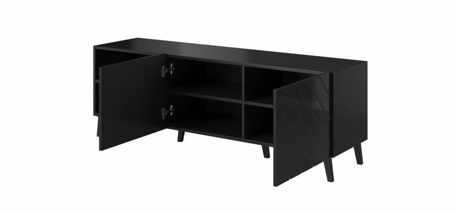 TV-alus Cama MEBLE ABETO, 150 × 42 × 52 cm, must, läikivate ustega - 2