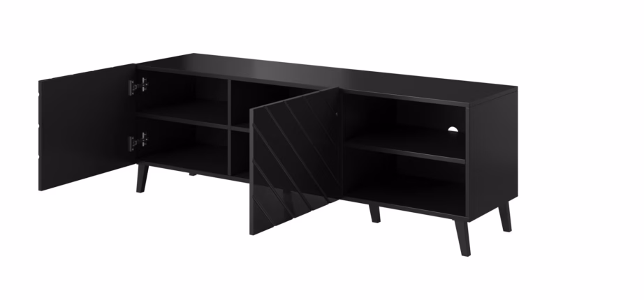 TV-alus Cama MEBLE ABETO, 150 × 42 × 52 cm, must, läikivate ustega - 3