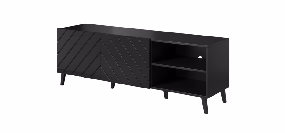 TV-alus Cama MEBLE ABETO, 150 × 42 × 52 cm, must, läikivate ustega - 4