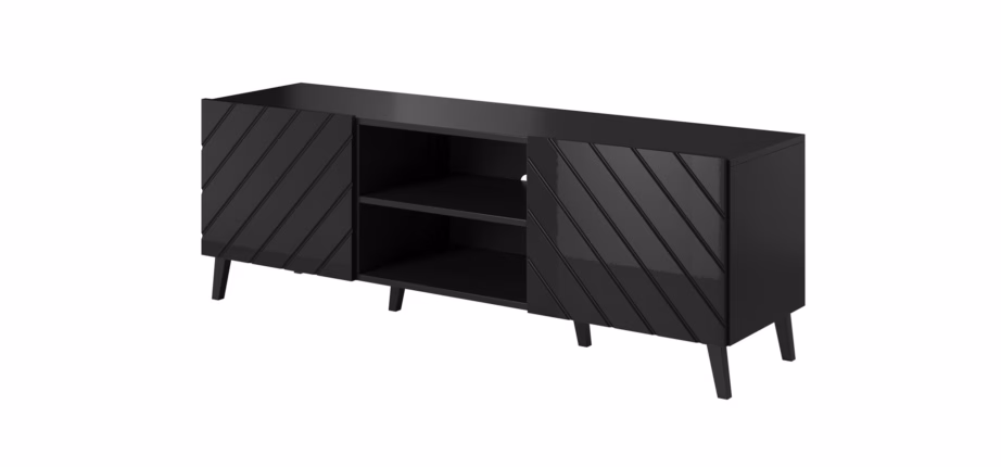 TV-alus Cama MEBLE ABETO, 150 × 42 × 52 cm, must, läikivate ustega - 5