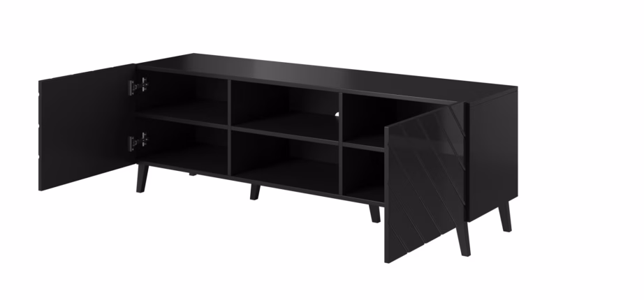 TV-alus Cama MEBLE ABETO, 150 × 42 × 52 cm, must, läikivate ustega - 7
