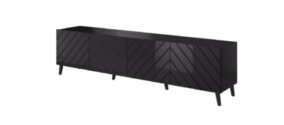 TV-alus Cama MEBLE ABETO, 200 × 42 × 52 cm, must, läikivate ustega