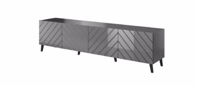TV-alus Cama MEBLE ABETO, 200 × 42 × 52 cm, grafiit, matt korpus ja läikivad uksed