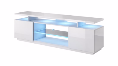 TV-alus Cama MEBLE EVA, 180 × 40 × 56 cm, valge, 2 ust ja 1 riiul