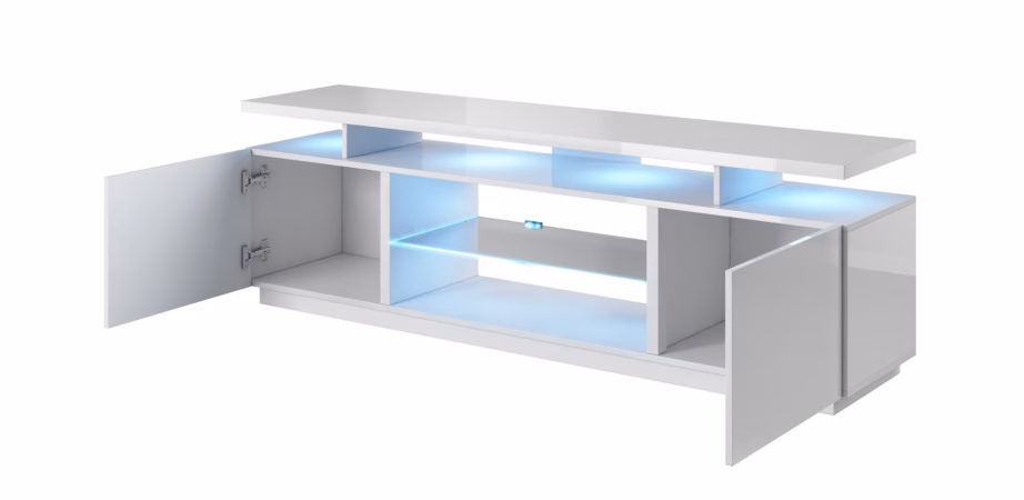 TV-alus Cama MEBLE EVA, 180 × 40 × 56 cm, valge, 2 ust ja 1 riiul - 3