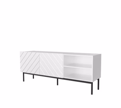 TV-alus Cama MEBLE ABETO, 150 × 42 × 60 cm, valge, must terasraam