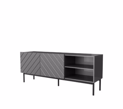 TV-alus Cama MEBLE ABETO, 150 × 42 × 60 cm, grafiit, 2 ust ja 3 riiulit