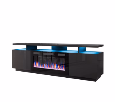 TV-alus elektrilise kaminaga Cama MEBLE EVA, 180 × 40 × 52 cm, grafiit