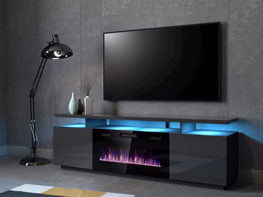 TV-alus elektrilise kaminaga Cama MEBLE EVA, 180 × 40 × 52 cm, grafiit - 5