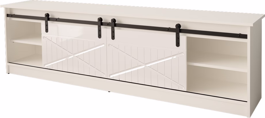TV-alus Cama MEBLE GRANERO, 204,5 × 35 × 41 cm, valge ja valge läikega uksed - 2