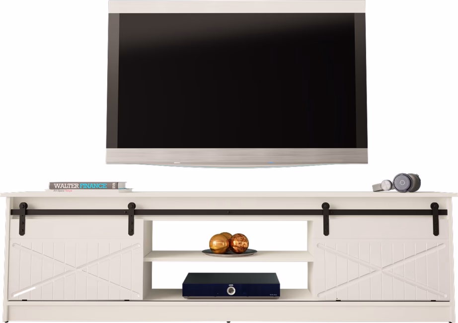 TV-alus Cama MEBLE GRANERO, 204,5 × 35 × 41 cm, valge ja valge läikega uksed - 3