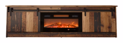 TV-alus elektrikaminaga Cama MEBLE GRANERO, 204,5 × 42,5 × 35,5 cm, vana puidu toon