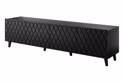 TV-alus Cama MEBLE ASTI, matt must, 4 uksega, 210 × 42 × 46,5 cm