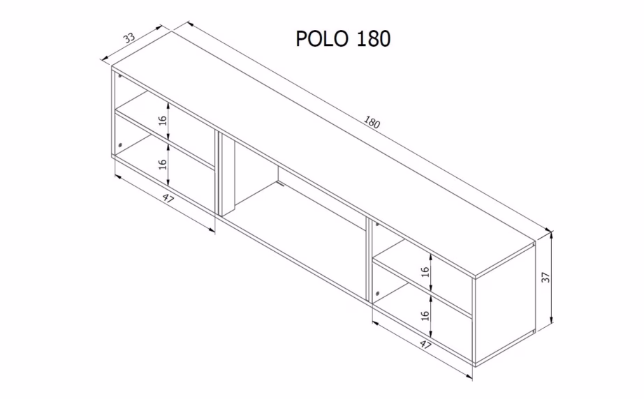 TV-alus Cama MEBLE POLO, valge, 180 × 33 × 39 cm, elektrilise kaminaga - 5