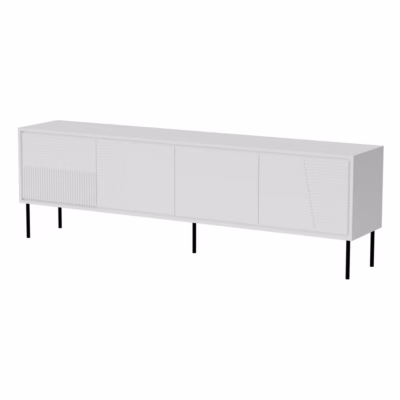 TV-alus Cama MEBLE ABI, 4 uksega, valge matt, metalljalad