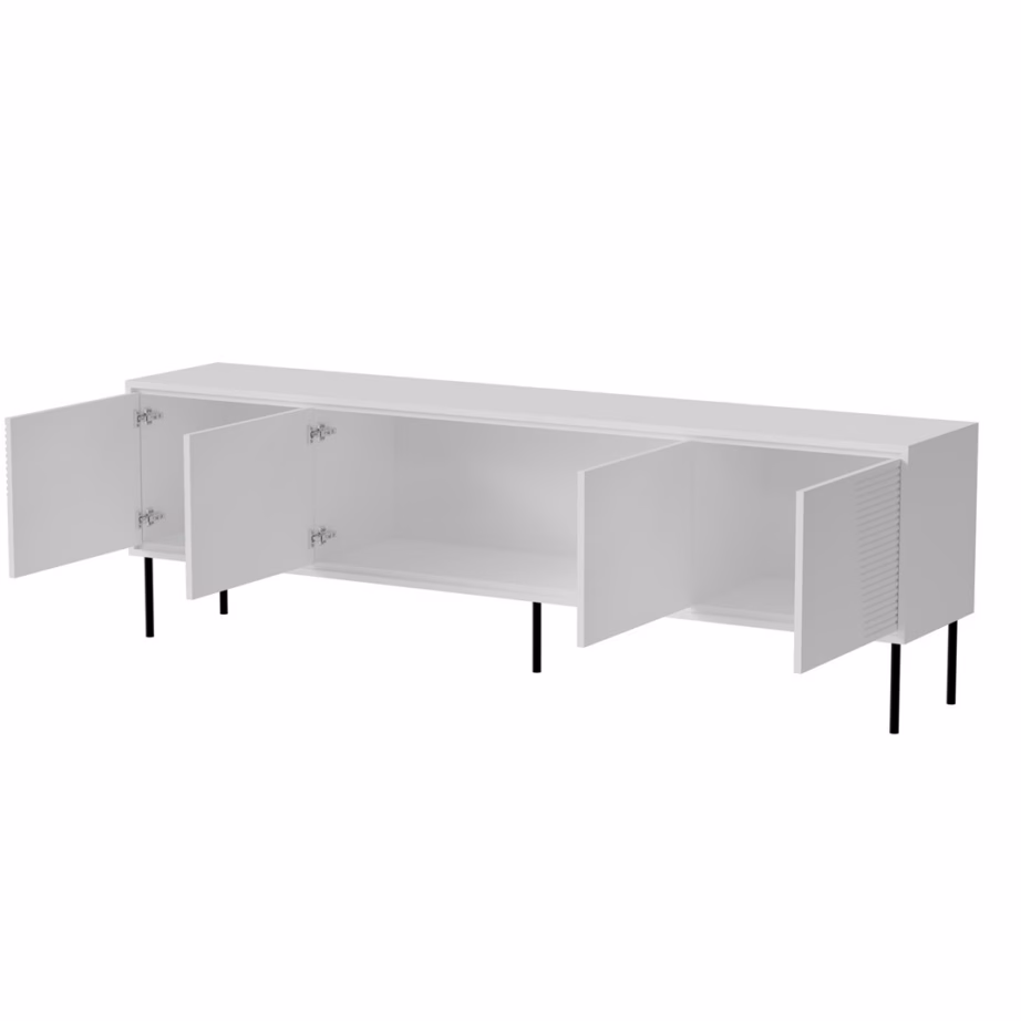 TV-alus Cama MEBLE ABI, 4 uksega, valge matt, metalljalad - 2