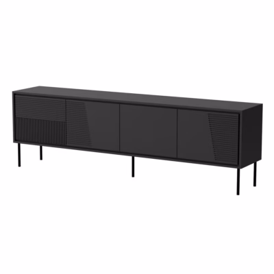 TV-alus Cama MEBLE ABI, 4 ust, 200 × 38 × 62 cm, must matt