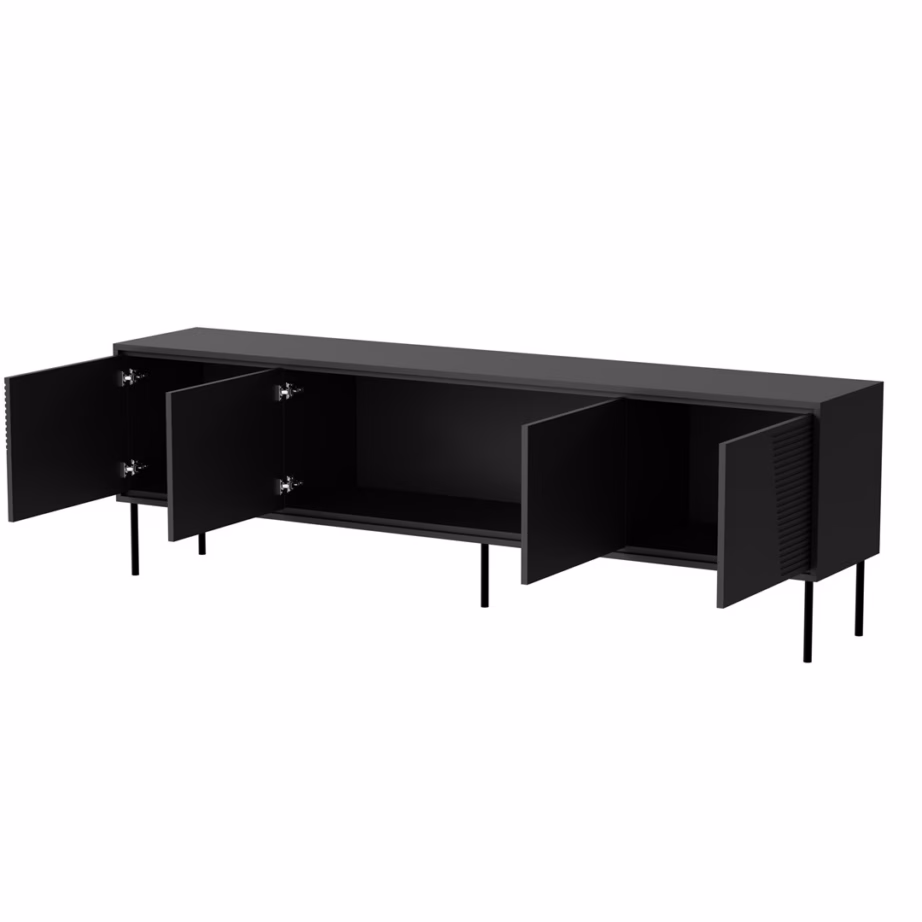 TV-alus Cama MEBLE ABI, 4 ust, 200 × 38 × 62 cm, must matt - 2