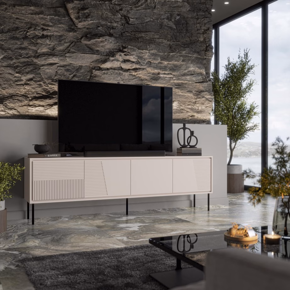 TV-alus Cama MEBLE ABI, 200 × 38 × 62 cm, 4 uksega, kašmiir matt - 3