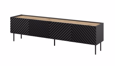 TV-alus Cama MEBLE ONDA, 4 uksega, 200 cm, must