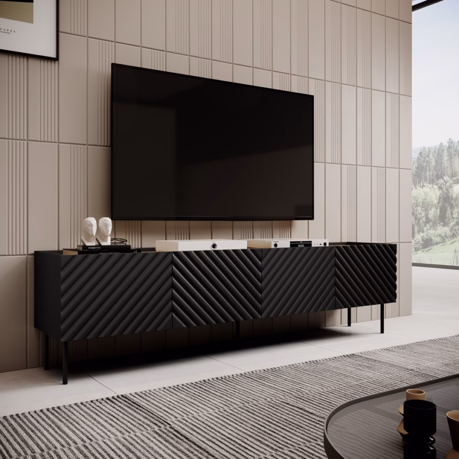 TV-alus Cama MEBLE ONDA, 4 uksega, 200 cm, must - 5