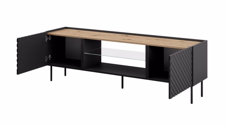 TV-alus Cama MEBLE ONDA EF ONDA, 180,5 cm, must ja Artisan-tamm, 2 uksega - 2