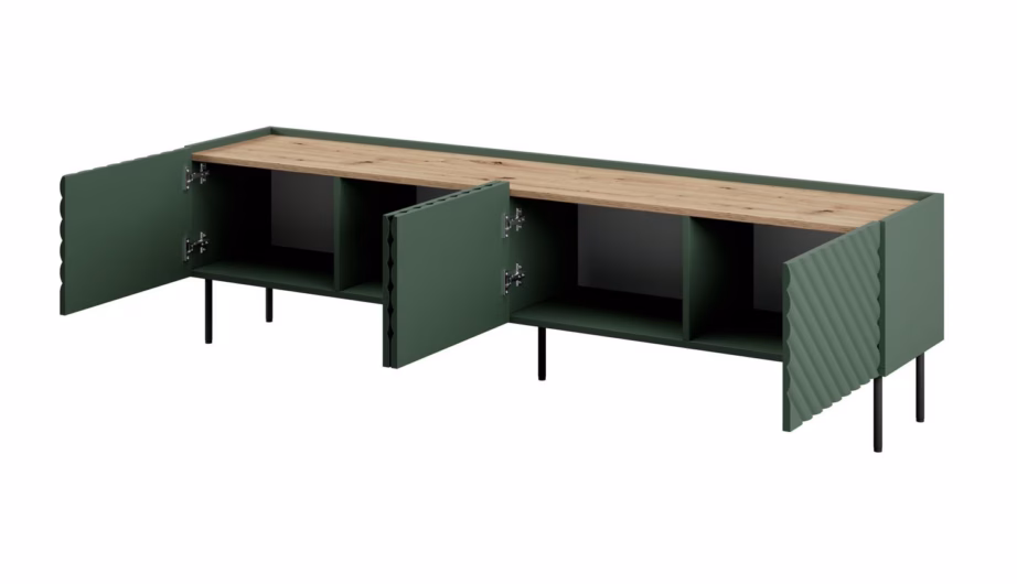 TV-alus Cama MEBLE ONDA, 4 uksega, roheline/Artisan-tamm, 200 × 40 × 54,35 cm - 2